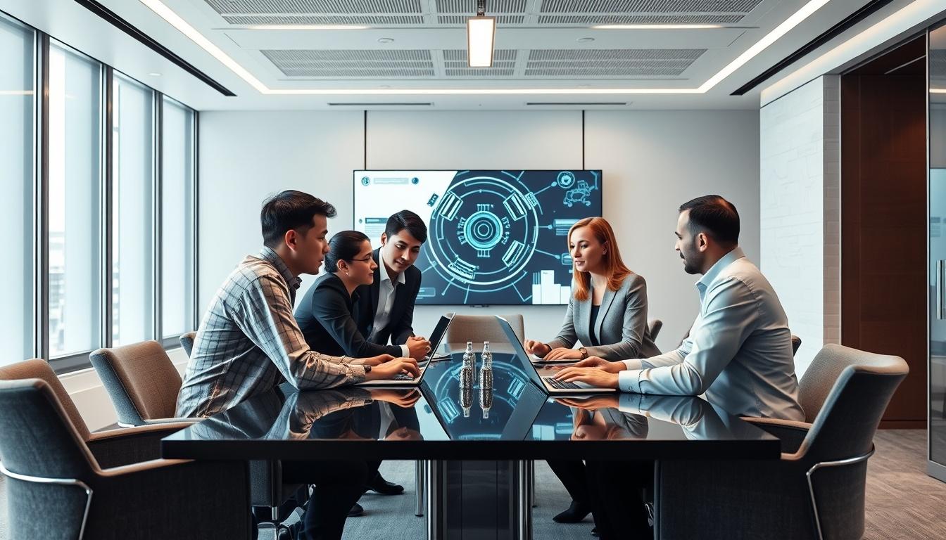 Business software development team collaboration